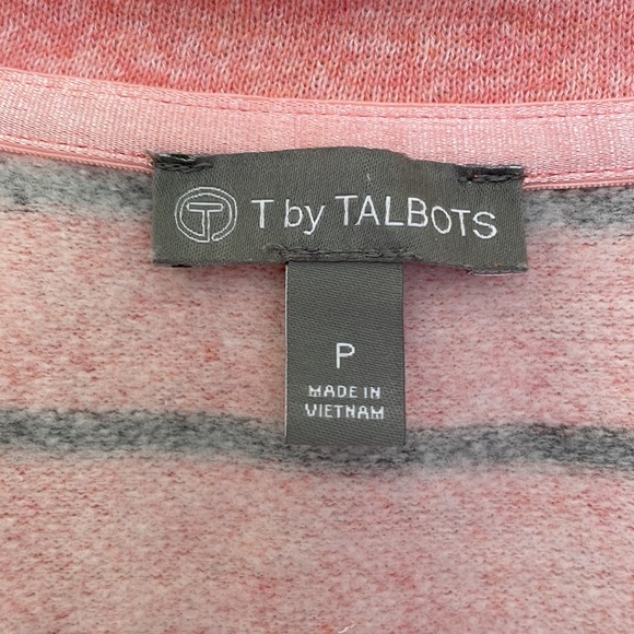 Talbots Pink & Gray Stripes Long Sleeve Zipper Top Size P - Picture 5 of 8